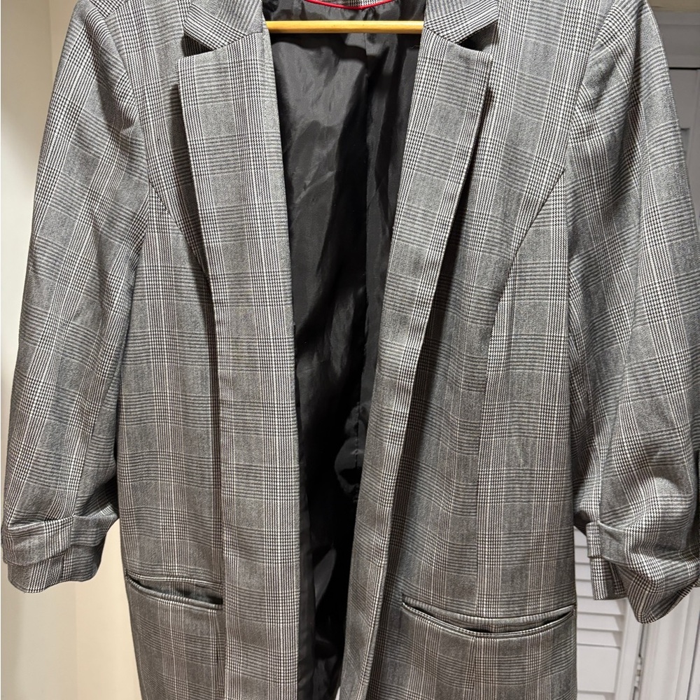Unisex Grey Plaid Blazer
